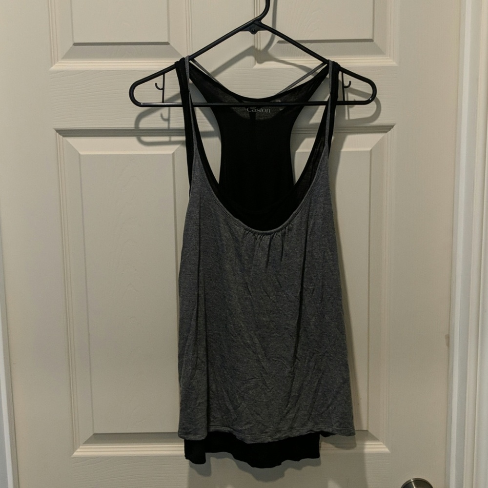 Black and gray layered tank